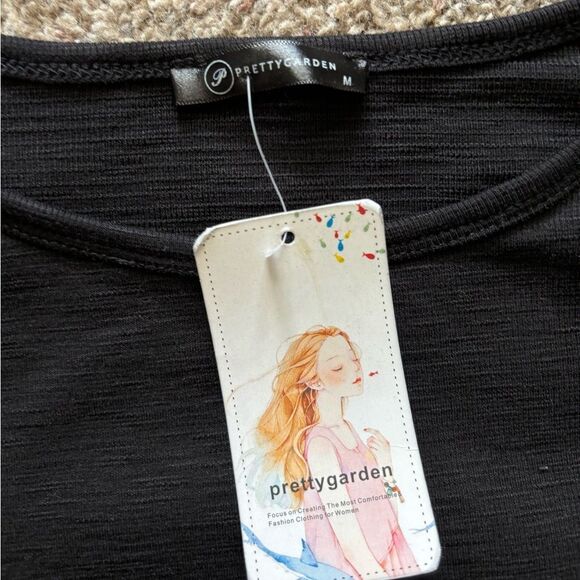 Prettygarden Dress New Black Waist Tie Womens Size Medium - Picture 6 of 7